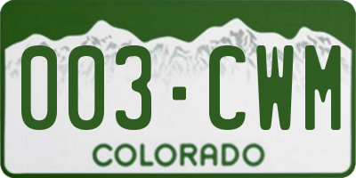 CO license plate 003CWM