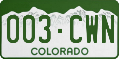 CO license plate 003CWN