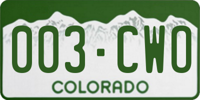 CO license plate 003CWO