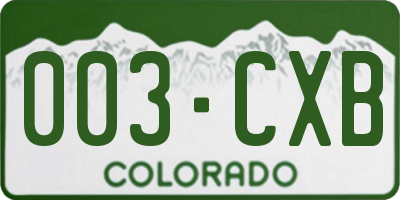 CO license plate 003CXB