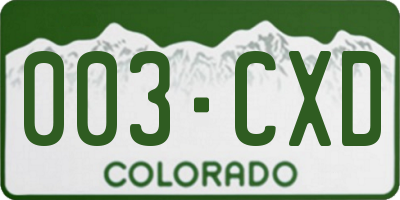 CO license plate 003CXD