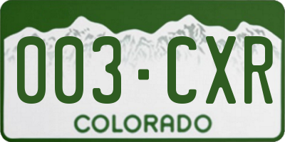 CO license plate 003CXR
