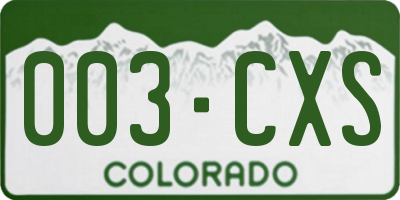 CO license plate 003CXS
