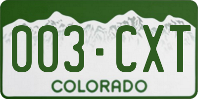 CO license plate 003CXT
