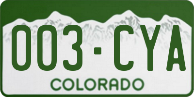 CO license plate 003CYA