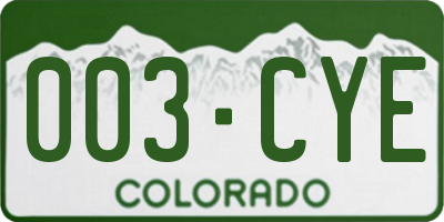 CO license plate 003CYE