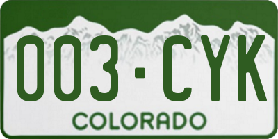 CO license plate 003CYK