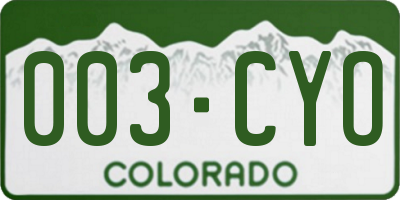 CO license plate 003CYO