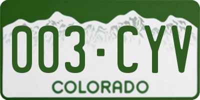 CO license plate 003CYV