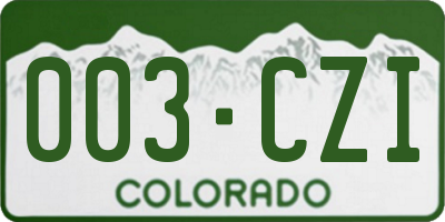 CO license plate 003CZI
