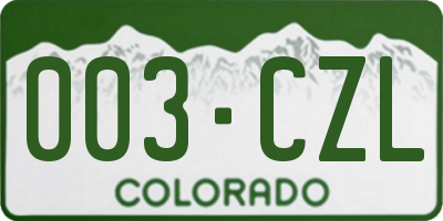 CO license plate 003CZL