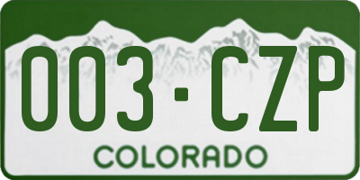 CO license plate 003CZP