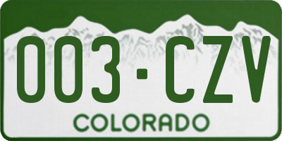 CO license plate 003CZV