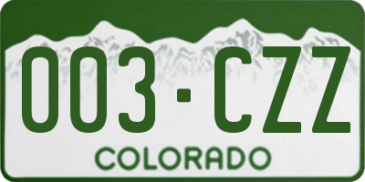CO license plate 003CZZ