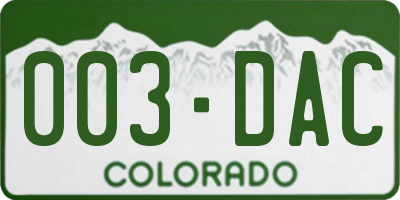 CO license plate 003DAC
