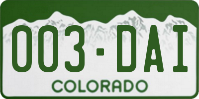 CO license plate 003DAI