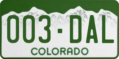 CO license plate 003DAL