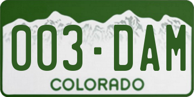 CO license plate 003DAM