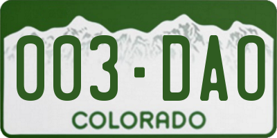 CO license plate 003DAO