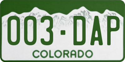 CO license plate 003DAP