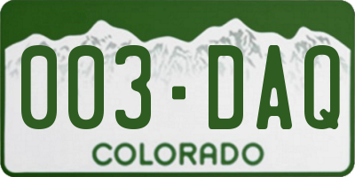 CO license plate 003DAQ