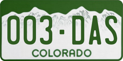 CO license plate 003DAS