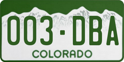 CO license plate 003DBA