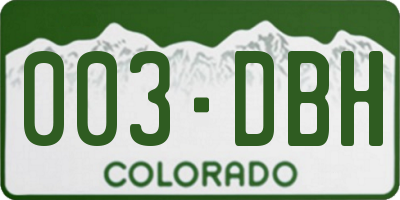 CO license plate 003DBH