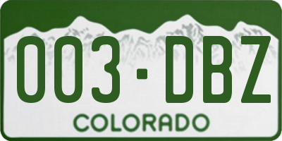 CO license plate 003DBZ