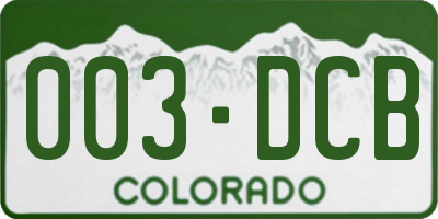 CO license plate 003DCB
