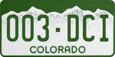 CO license plate 003DCI