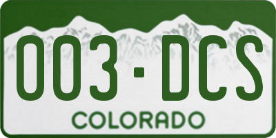 CO license plate 003DCS