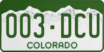 CO license plate 003DCU