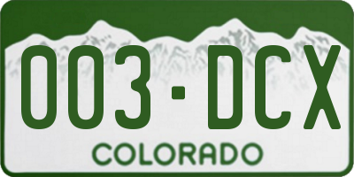 CO license plate 003DCX