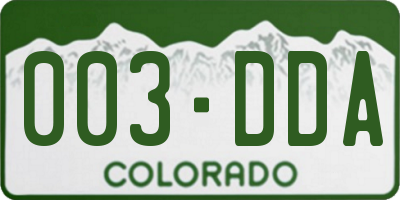 CO license plate 003DDA