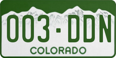 CO license plate 003DDN