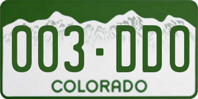 CO license plate 003DDO