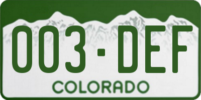 CO license plate 003DEF