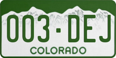 CO license plate 003DEJ