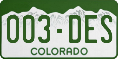 CO license plate 003DES