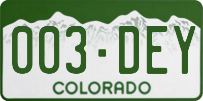 CO license plate 003DEY