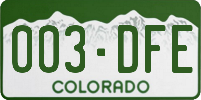CO license plate 003DFE