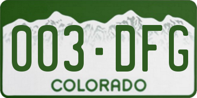 CO license plate 003DFG