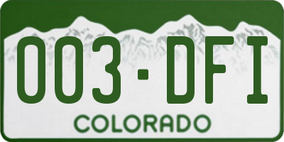 CO license plate 003DFI