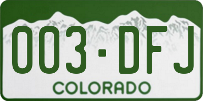 CO license plate 003DFJ