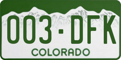 CO license plate 003DFK
