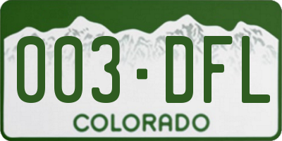 CO license plate 003DFL