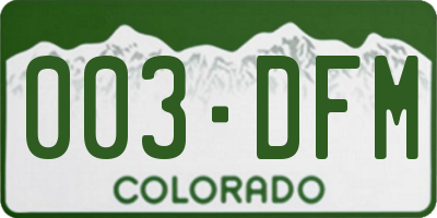 CO license plate 003DFM