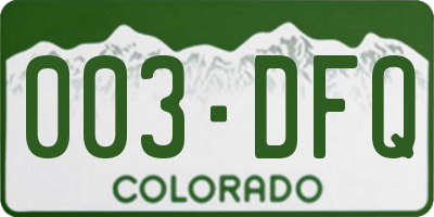 CO license plate 003DFQ