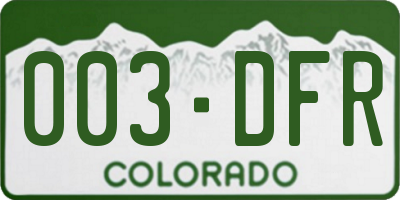 CO license plate 003DFR